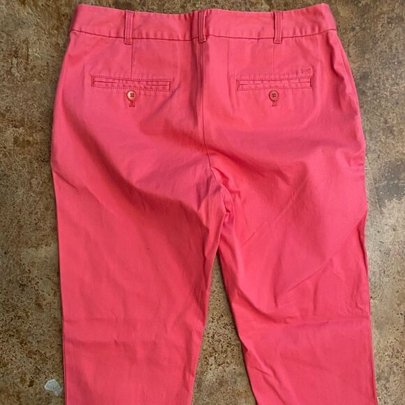 TALBOTS salmon pink flat front the weekender ankle CROP roll hem flat front PANT - Picture 5 of 7